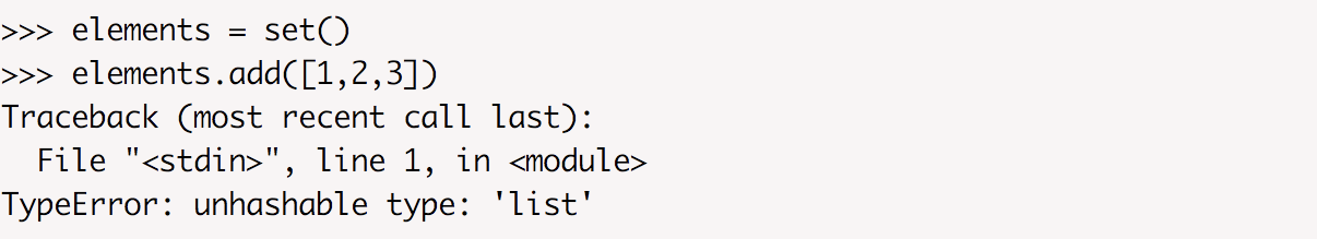 Python restricts adding a list to a set